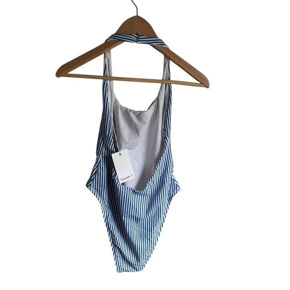 New! Vitamin A Alia One Piece Swimsuit- Blue and White Stripes - Picture 6 of 8